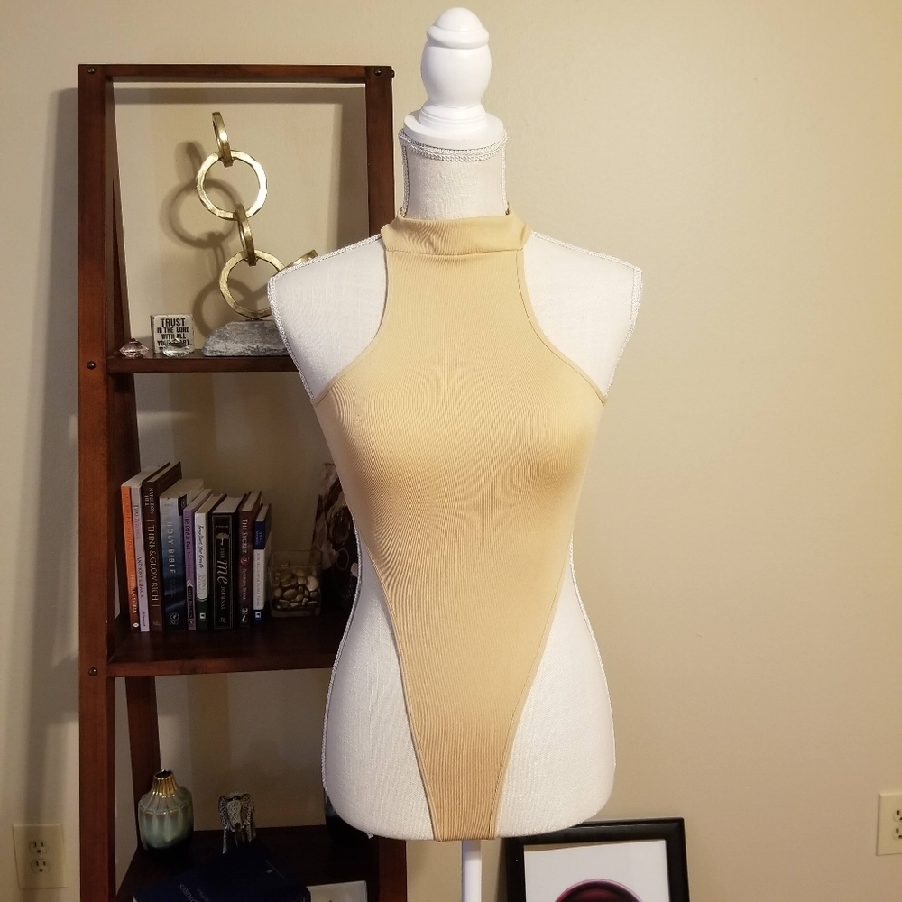 Beige Sleeveless Bodysuit